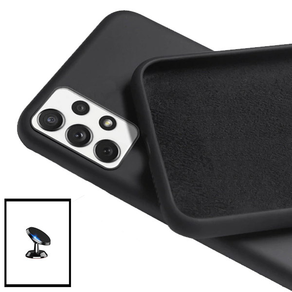 Kit Suporte Magnético de Carro + Capa Silicone Líquido para Samsung Galaxy M32 5G