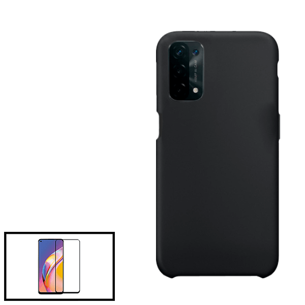 Kit Vidro Premium Full Cover + Capa Silicone Líquido para Oppo A93 5G
