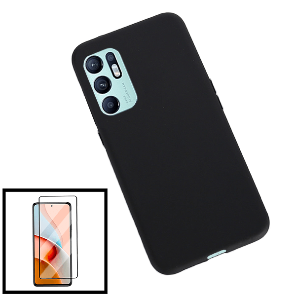 Kit Vidro Premium Full Cover + Capa Silicone Líquido para Oppo Reno6
