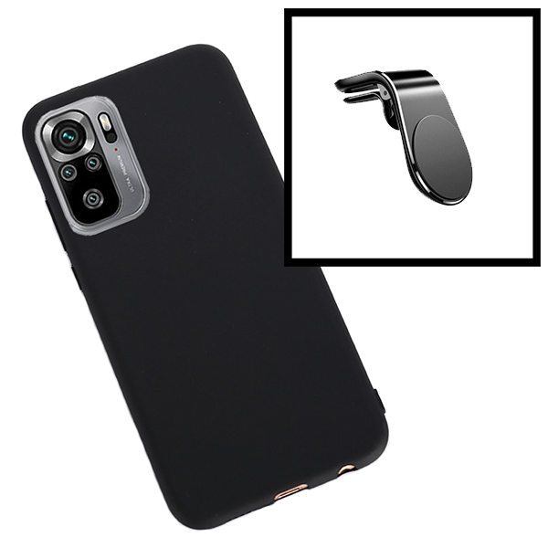 Kit Suporte Magnético L Safe Driving Carro + Capa Silicone Líquido para Xiaomi Poco M3 Pro 5G