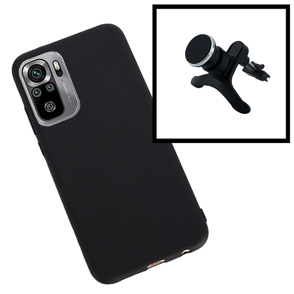 Kit Suporte Magnético Reforçado de Carro + Capa Silicone Líquido para Xiaomi Poco M3 Pro 5G