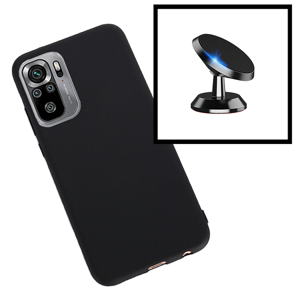 Kit Suporte Magnético de Carro + Capa Silicone Líquido para Xiaomi Redmi Note 10 5G