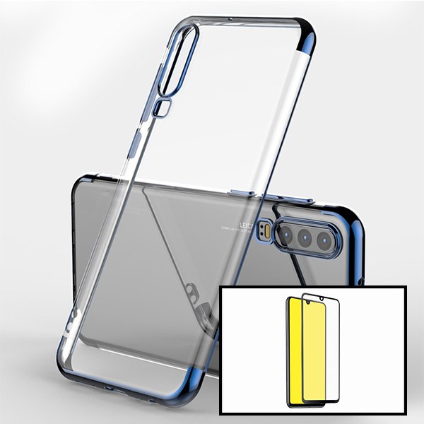 Kit Vidro Premium Full Cover + Capa SlimArmor para Huawei P30 Lite - Azul