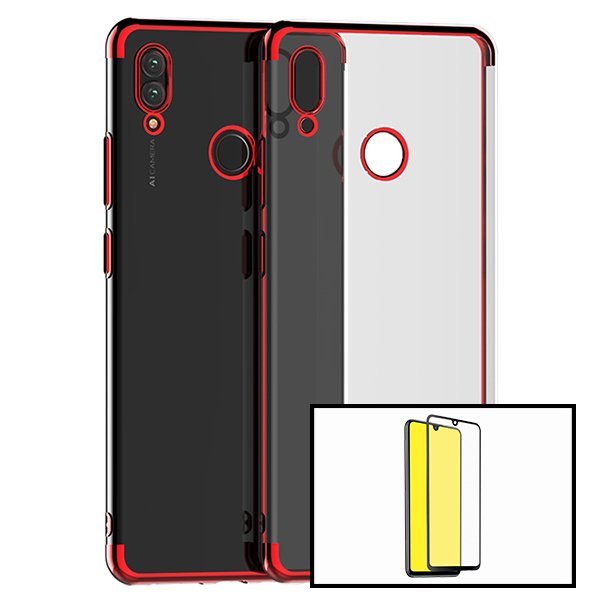 Kit Vidro Premium Full Cover + Capa SlimArmor para Huawei P30 Lite New Edition - Vermelho