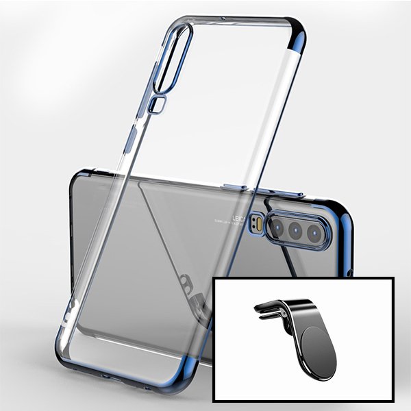 Kit Suporte Magnético L Safe Driving Carro + Capa SlimArmor para Huawei P30 Lite - Azul