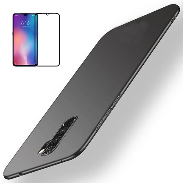 Kit Vidro Premium Full Cover + Capa SlimShield para Xiaomi Redmi 9 - Preto
