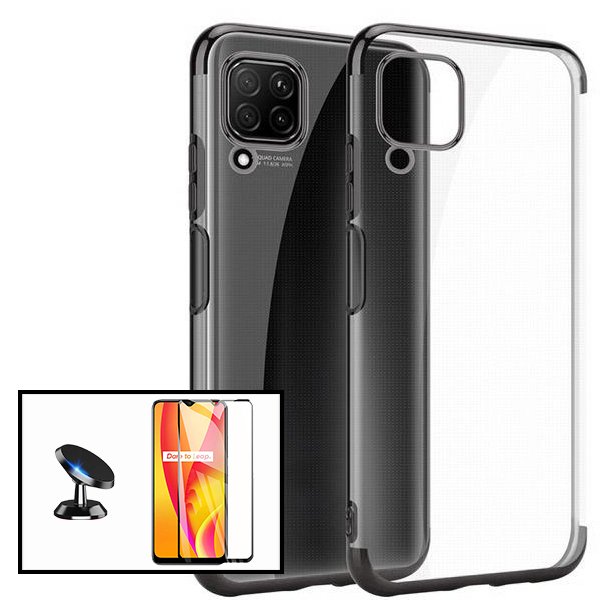 Kit Vidro Premium Full Cover + Capa SlimArmor + Suporte Magnético de Carro para Samsung Galaxy M12 - Preto