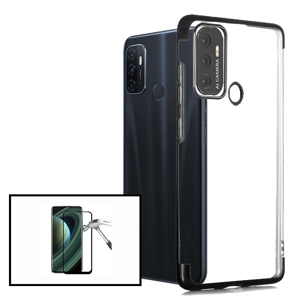 Kit Vidro Premium Full Cover + Capa SlimArmor para Oppo A53 - Preto