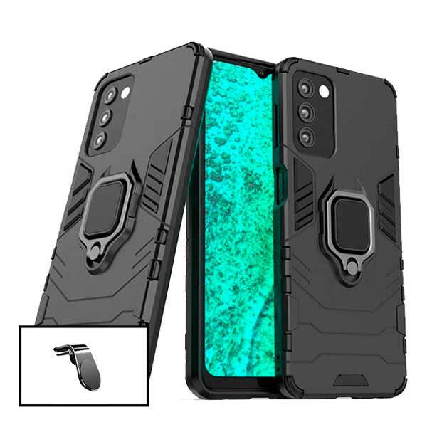 Kit Suporte Magnético L Safe Driving Carro + Capa 3X1 Military Defender para Samsung Galaxy A03s