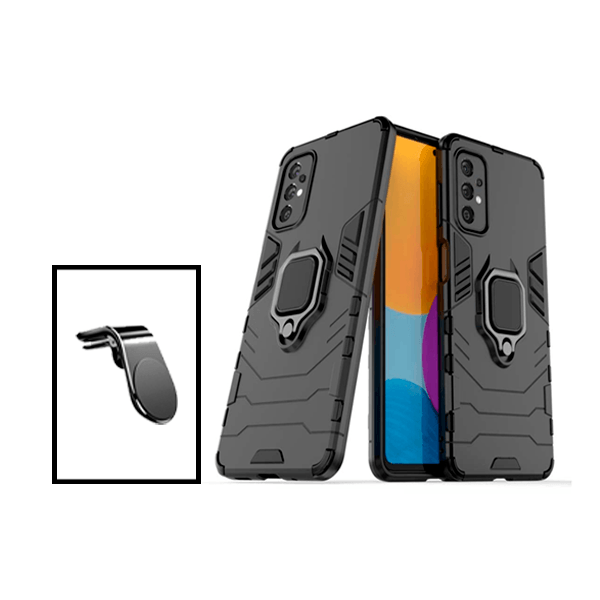 Kit Suporte Magnético L Safe Driving Carro + Capa 3X1 Military Defender para Samsung Galaxy A23 5G - Preto