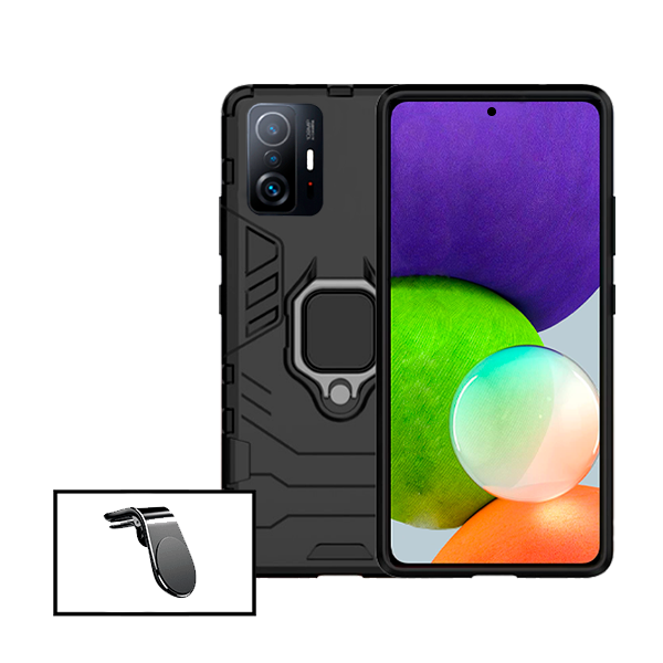 Kit Suporte Magnético L Safe Driving Carro + Capa 3X1 Military Defender para Xiaomi 11T Pro