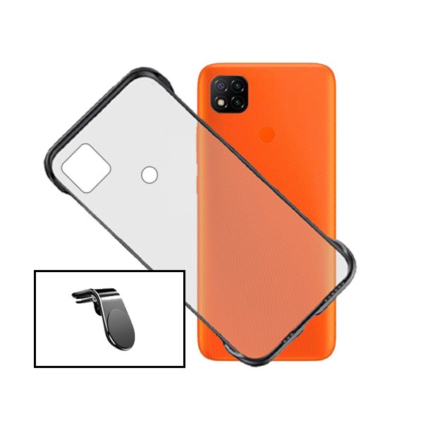 Kit Suporte Magnético L Safe Driving Carro + Capa Invisible Bumper para Xiaomi Redmi 9 Activ