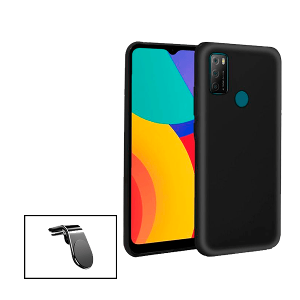 Kit Suporte Magnético L Safe Driving Carro + Capa Silicone Líquido para Alcatel 1L Pro (2021)