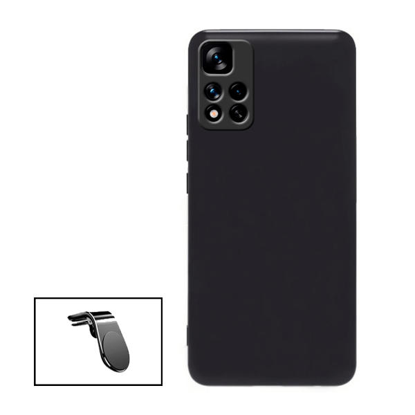 Kit Suporte Magnético L Safe Driving Carro + Capa Silicone Líquido para Xiaomi Redmi Note 11 Pro+