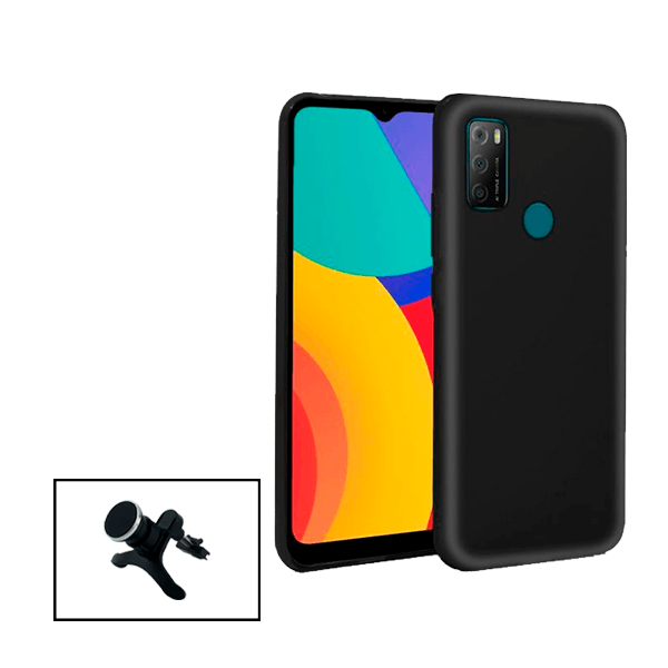 Kit Suporte Magnético Reforçado de Carro + Capa Silicone Líquido para Alcatel 1L Pro (2021)