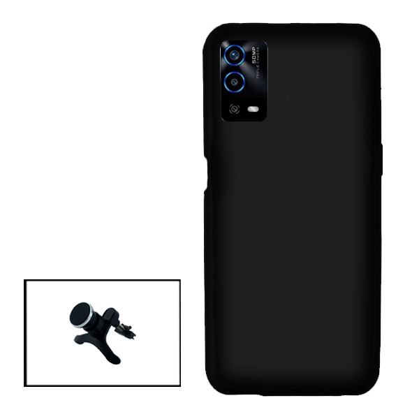 Kit Suporte Magnético Reforçado de Carro + Capa Silicone Líquido para Oppo A55