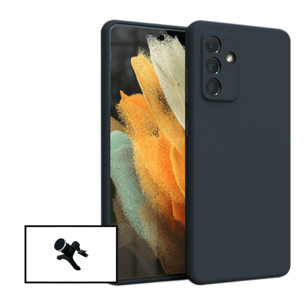 Kit Suporte Magnético Reforçado de Carro + Capa Silicone Líquido para Samsung Galaxy M52 5G