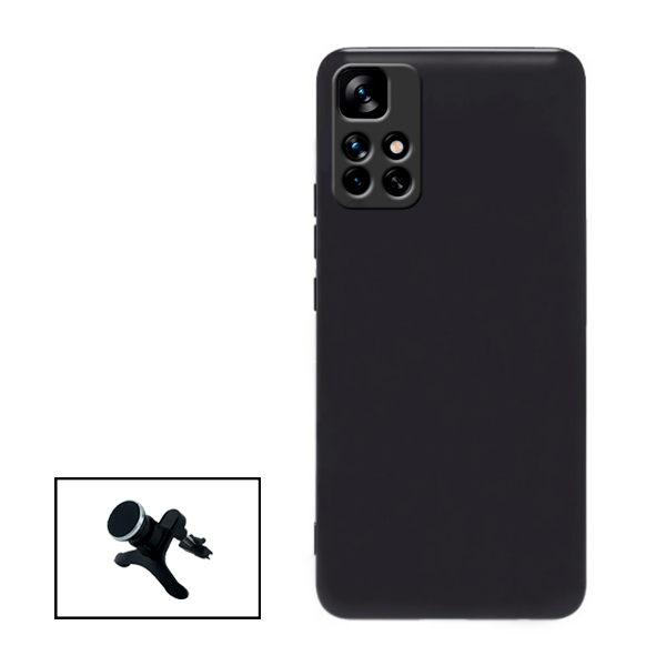 Kit Suporte Magnético Reforçado de Carro + Capa Silicone Líquido para Xiaomi Redmi Note 11T 5G