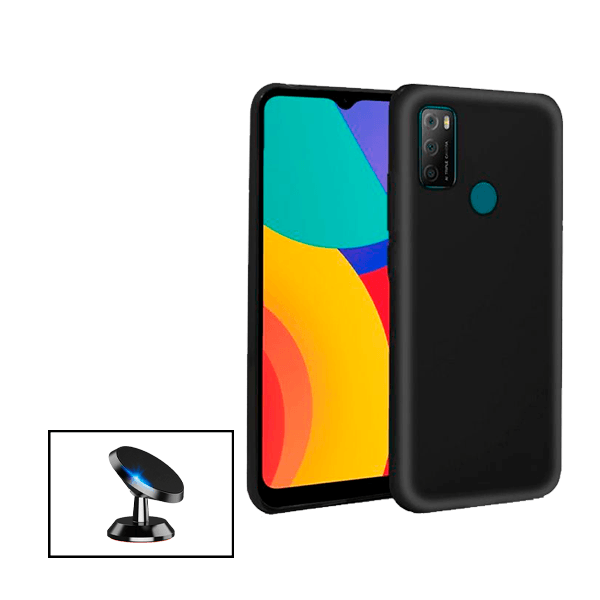 Kit Suporte Magnético de Carro + Capa Silicone Líquido para Alcatel 1L Pro (2021)