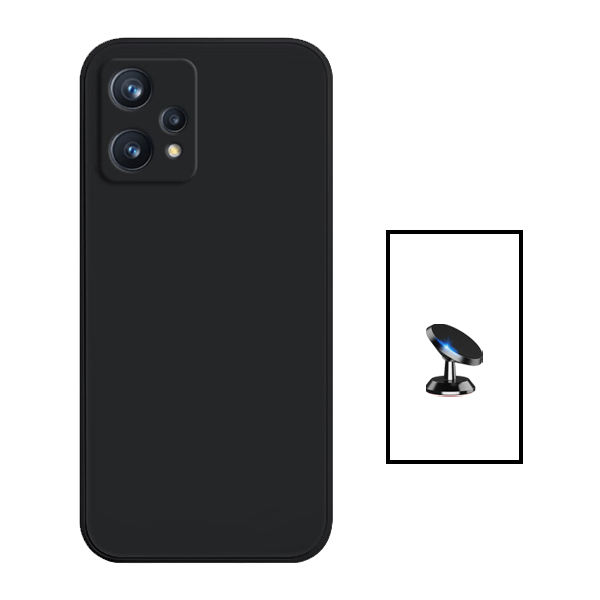Kit Suporte Magnético de Carro + Capa Silicone Líquido para OnePlus Nord CE 2 Lite 5G - Preto