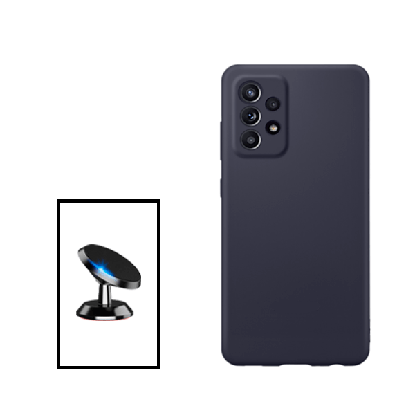 Kit Suporte Magnético de Carro + Capa Silicone Líquido para Samsung Galaxy A23 5G - Preto