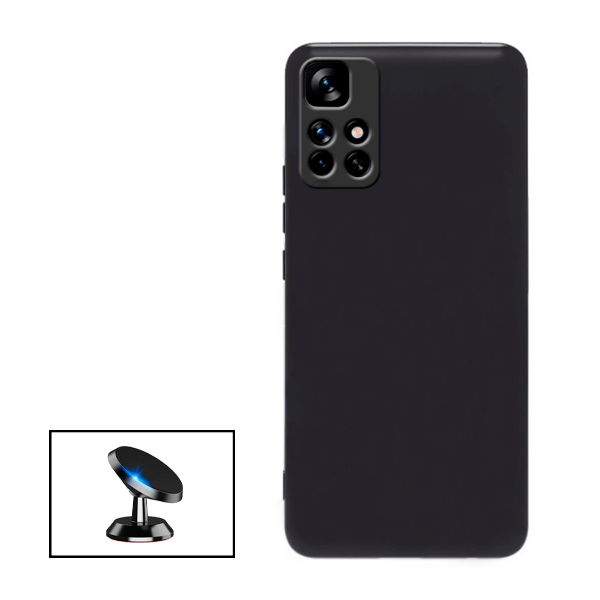 Kit Suporte Magnético de Carro + Capa Silicone Líquido para Xiaomi Redmi Note 11T 5G
