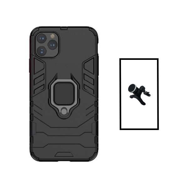 Kit Suporte Magnético de Carro Reforçado + Capa 3X1 Military Defender para Apple iPhone 14 Plus - Preto