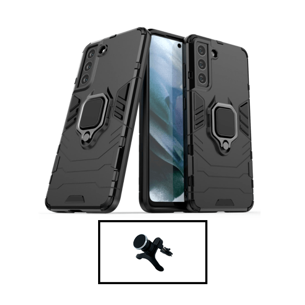 Kit Suporte Magnético de Carro Reforçado + Capa 3X1 Military Defender para Samsung Galaxy S22+ Plus 5G