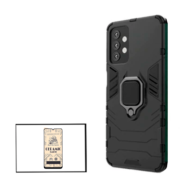 Kit Película CeramicGlass + Capa 3X1 Military Defender para Samsung Galaxy M32 5G
