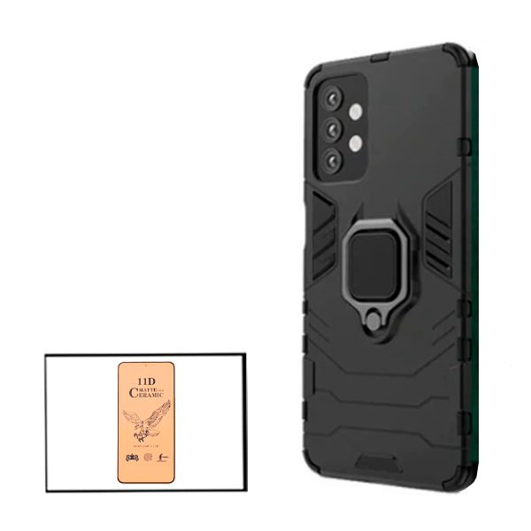 Kit Película CeramicGlass + Capa 3X1 Military Defender para Samsung Galaxy A52s 5G
