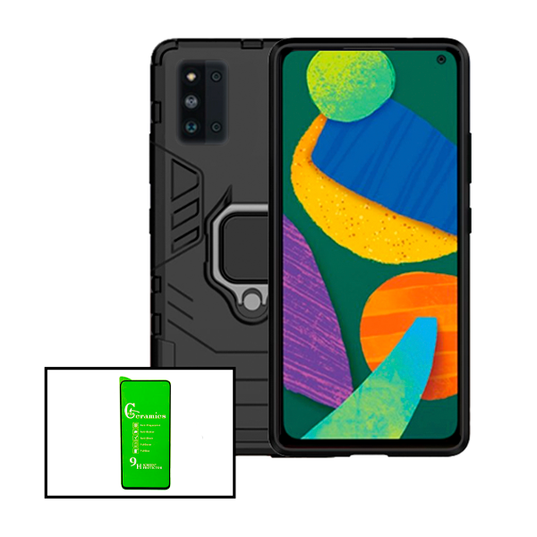 Kit Película CeramicGlass + Capa 3X1 Military Defender para Samsung Galaxy F52 5G