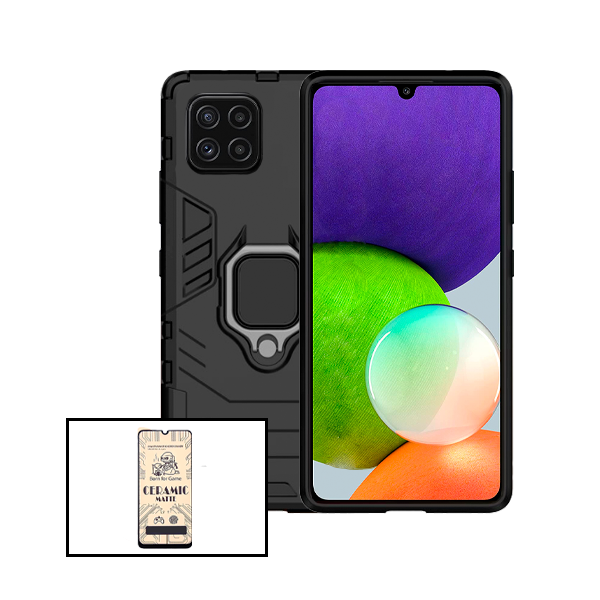 Kit Película CeramicGlass + Capa 3X1 Military Defender para Samsung Galaxy M22