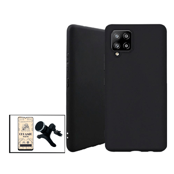 Kit Película CeramicGlass + Capa Silicone Líquido + Suporte Magnético de Carro Reforçado para Samsung Galaxy M42 5G