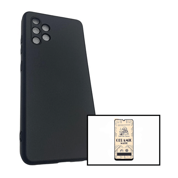 Kit Película CeramicGlass + Capa Silicone Líquido para Samsung Galaxy A32 4G