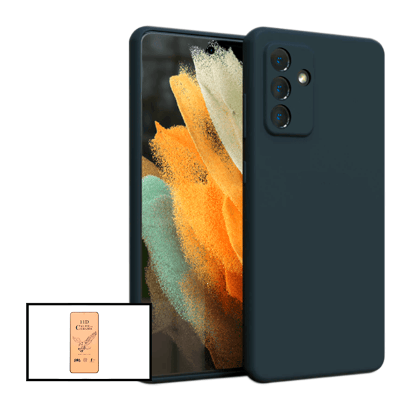 Kit Película CeramicGlass + Capa Silicone Líquido para Samsung Galaxy M52 5G