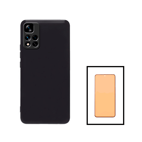 Kit Película CeramicGlass + Capa Silicone Líquido para Xiaomi Poco X4 NFC - Preto