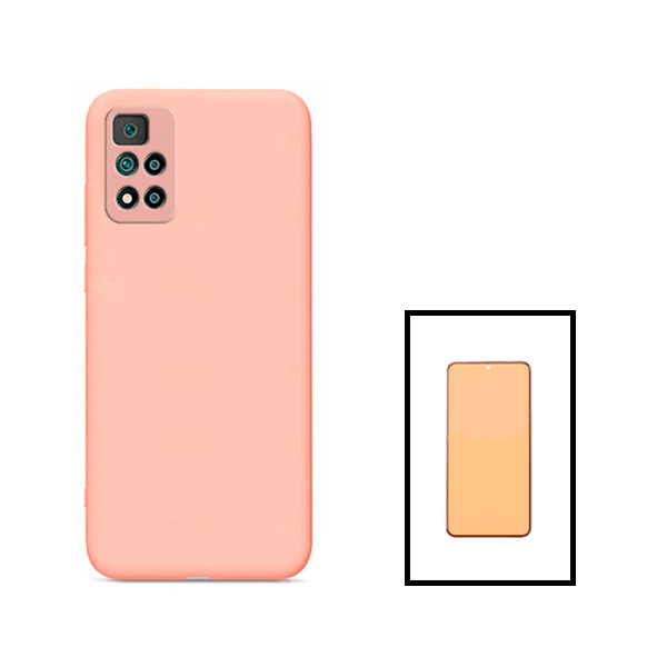 Kit Película CeramicGlass + Capa Silicone Líquido para Xiaomi Poco X4 NFC - Rosa