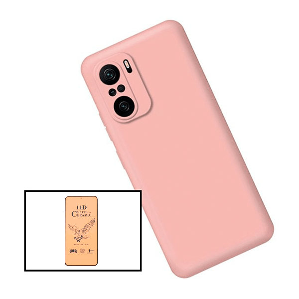 Kit Película CeramicGlass + Capa Silicone Líquido para Xiaomi Redmi Note 10 Pro - Rosa