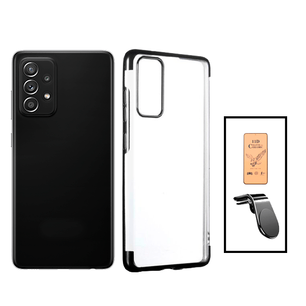 Kit Película CeramicGlass + Capa SlimArmor + Suporte Magnético L Safe Driving Carro para Samsung Galaxy A52s 5G - Preto