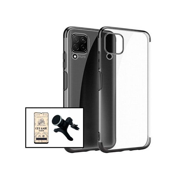 Kit Película CeramicGlass + Capa SlimArmor + Suporte Magnético de Carro Reforçado para Samsung Galaxy M12 - Preto