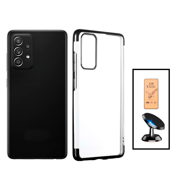 Kit Película CeramicGlass + Capa SlimArmor + Suporte Magnético de Carro para Samsung Galaxy A52s 5G - Preto
