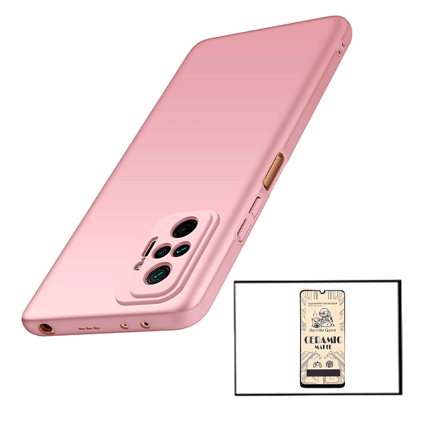 Kit Película CeramicGlass + Capa SlimShield para Xiaomi Redmi Note 10 Pro Rosa