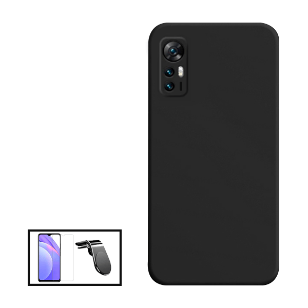 Kit Vidro Clearglass + Capa Silicone Líquido + Suporte Magnético L Safe Driving Carro para TCL 30+ Plus - Preto