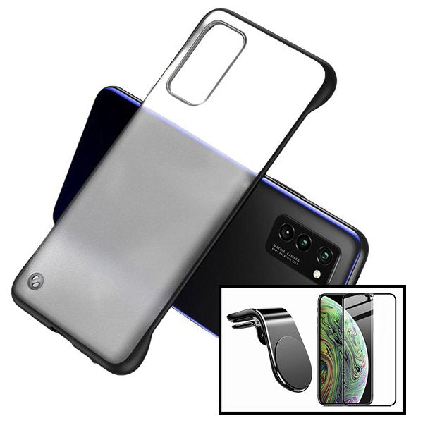Kit Vidro Premium Full Cover + Capa Invisible Bumper + Suporte Magnético L Safe Driving Carro para Xiaomi Redmi Note 9 Pro