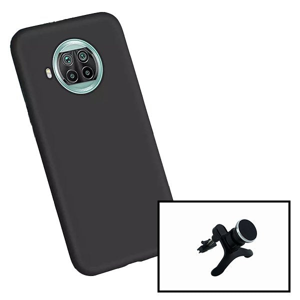 Kit Suporte Magnético Reforçado de Carro + Capa Silicone Líquido para Xiaomi Poco X3 - Preto