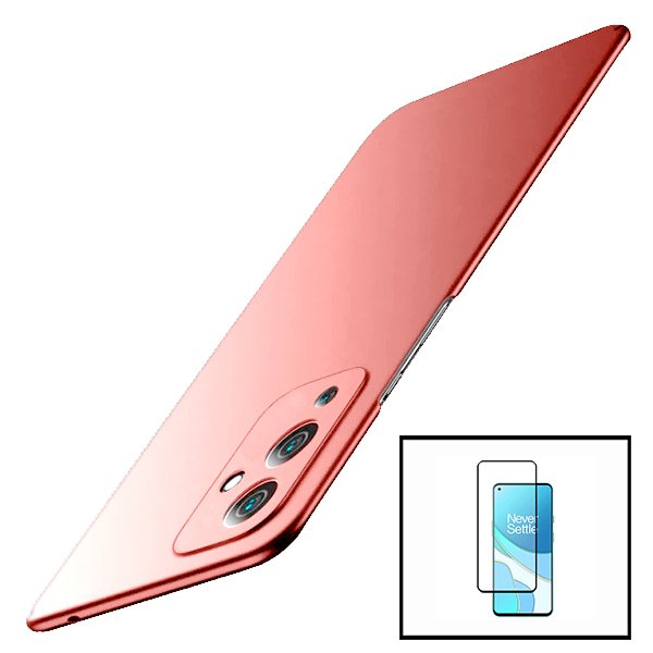 Kit Vidro Premium Full Cover + Capa SlimShield para OnePlus 9 - Rosa