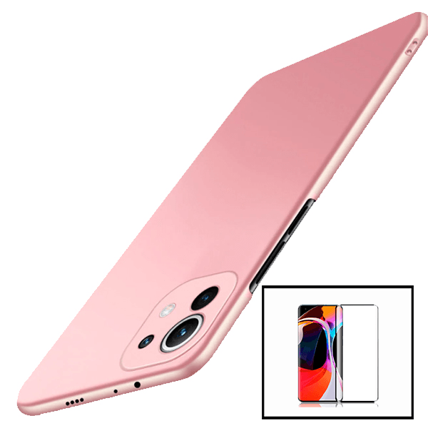 Kit Vidro Premium Full Cover + Capa SlimShield para Xiaomi Mi 11 Pro - Rosa