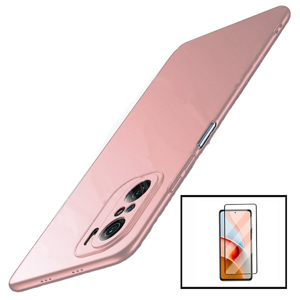 Kit Vidro Premium Full Cover + Capa SlimShield para Xiaomi Redmi Note 10 - Rosa