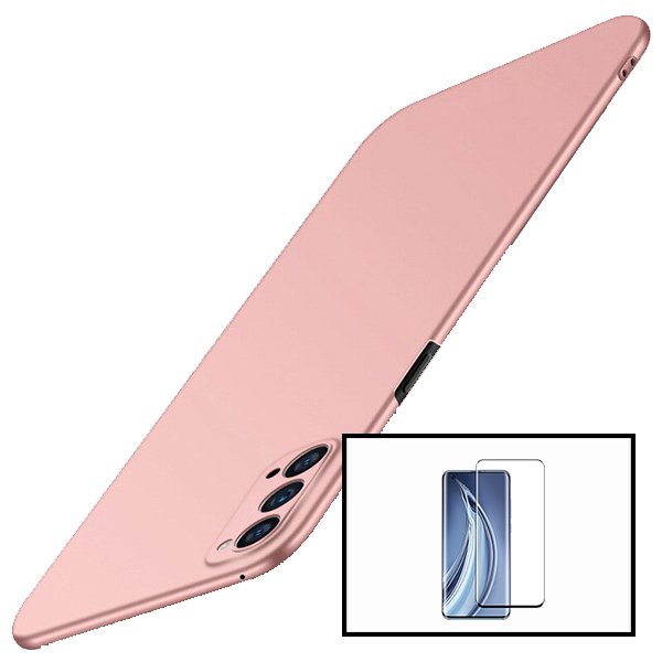 Kit Vidro Premium Full Cover + Capa SlimShield para Oppo Reno5 K - Rosa