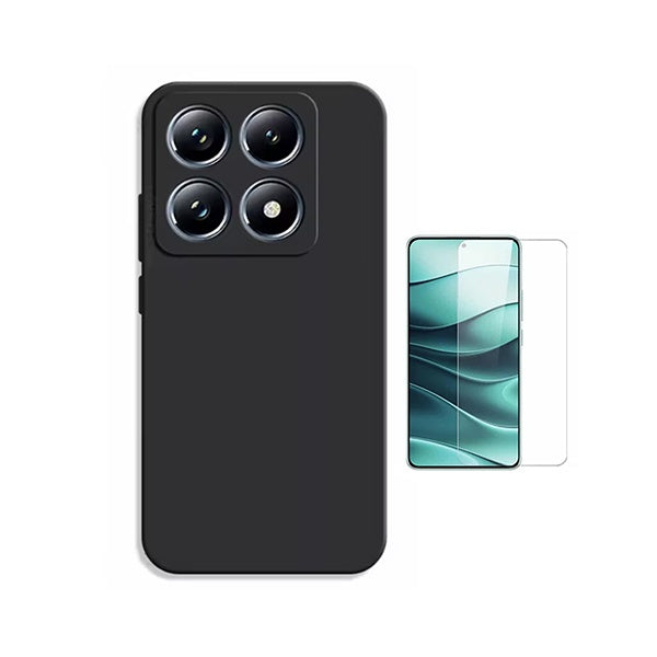 Kit Vidro Clearglass + Capa Silicone Líquido PHONECARE Para Xiaomi 15T 5G - Preto